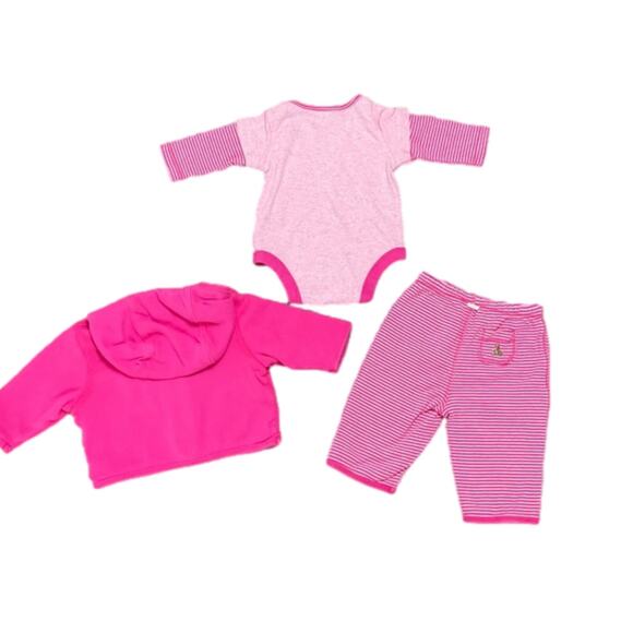 Baby Gap Girl's Teddy Bear Onesie Reversible Pants Sweatshirt Jacket 3 Pieces - Picture 1 of 4